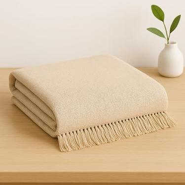 Imagem de Manta para sofá extragrande 3,00 x 1,80 metros Textura tijolo Algodão Decoração para quarto e sala de estar (KING 3.00x1.80M Cru(Branco))