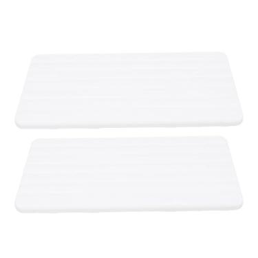 Imagem de Porta-copos de diatomita, prato sulco listrado de secagem rápida de absorção de água com almofadas de silicone, para mesa de bancada de cozinha de banheiro (branco)