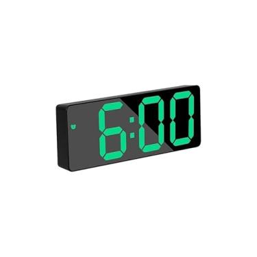 Imagem de Relógio Alarme Espelho Digital LED com Luz Noturna e Carregamento USB para Uso em Mesa