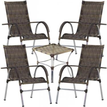 Imagem de 4 Cadeiras Vênus E Mesa Garden área Externa Trama Cappuccino