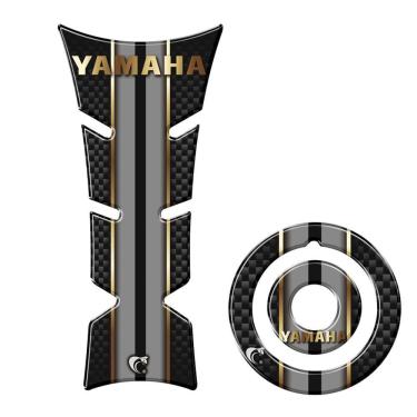 Imagem de Kit Protetor De Tanque E Bocal Moto Yamaha Dourado Dourado E Preto