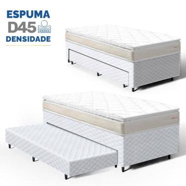 Imagem de Cama Box com Colchão de Espuma D45 Pillow Top Ortopédico Domo + Auxiliar de Espuma Unique Solteiro 88cm