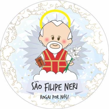 Imagem de Painel de Tecido Sublimado Redondo Santinhos Católicos São Filipe Neri