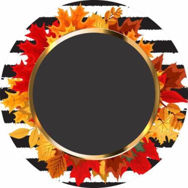 Imagem de Painel de Lona Redondo Listras e Folhas Outono - Fabrika de Festa, 190