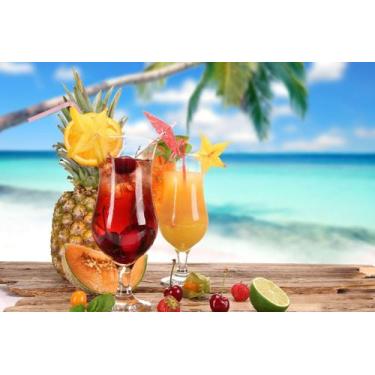 Imagem de Painel de Tecido Sublimado Praia Drinks Verão - Fabrika de festa, 200x