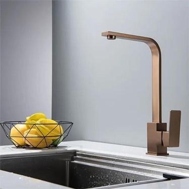 Imagem de Torneira Monocomando Cozinha Rose Gold Fosco Aço Inoxidável