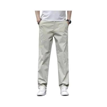 Imagem de Calças Masculinas De Verão Finas E Casuais, Soltas E Retas, Em Seda Ge