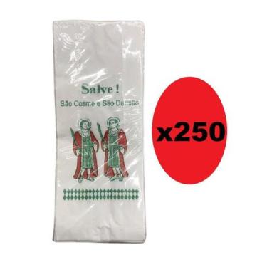 Imagem de Kit 250 Sacolas De Papel Branca 9X27Cm São Cosme E Damião - Lynx Produ