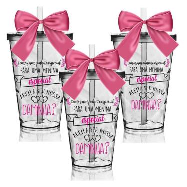 Imagem de Kit De 3 Copos Lembrancinha Personalizado Para Daminha.