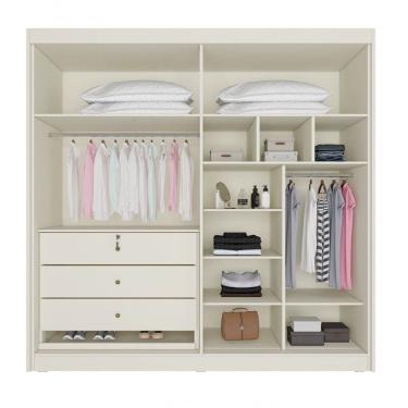 Imagem de Guarda Roupa Solteiro 4 Portas 3 Gavetas - Nantes-off White - Móveis Europa