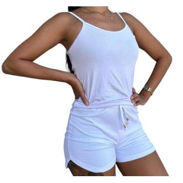 Imagem de Conjunto feminino shorts e regata feminina malha canelada moda verão c