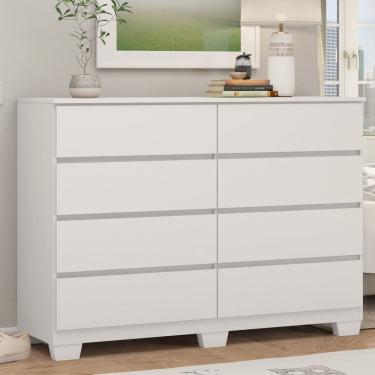 Imagem de Cômoda para Quarto 8 Gavetas com Pé Sintra Branco
