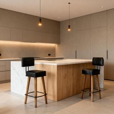 Imagem de Kit 2 Banquetas Alta para Balcão Bancada área Gourmet Cozinha Industrial (60cm do Assento ao chão, Preto)