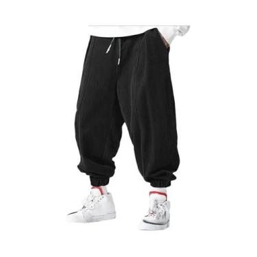 Imagem de Calças De Moletom Masculinas Largas Com Cordão Em Corduroy Para Primav
