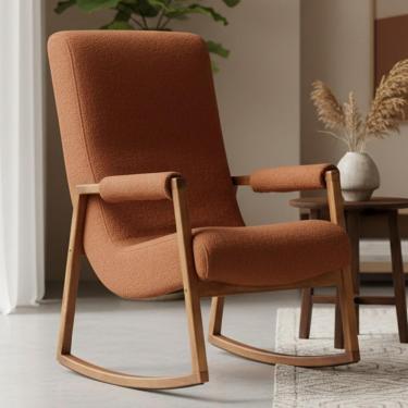 Imagem de Poltrona De Amamentação Com Balanço Sona D02 Bouclê Terracota B-125 - Lyam Decor