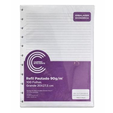 Imagem de Refil Pautado Caderno Inteligente Grande com 100 Folhas Gramatura 90g 