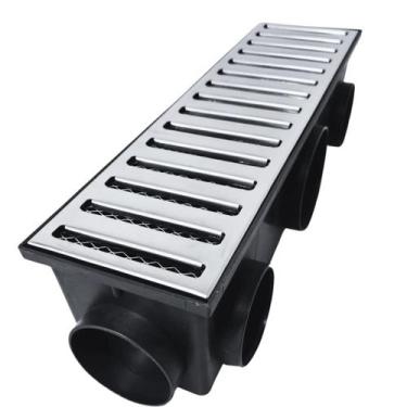 Imagem de Ralo Inox Espelhado Reforçado 15x50 Modular Preto Anti Inseto Quintal 