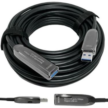 Imagem de Cabo Extensão Usb 3.0 Amplificado Fibra Óptica 10Gbps Web Cam Mesa de 