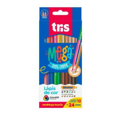Imagem de Lápis de Cor Tris Mega Soft Color + Tons Pele 24 Cores Bicolor