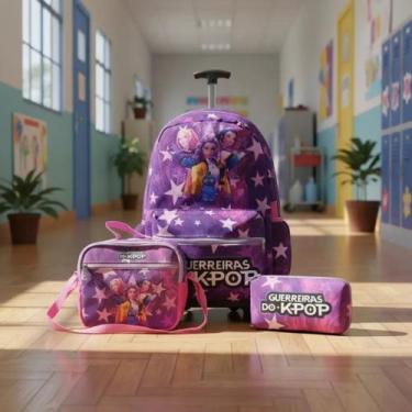 Imagem de Kit Mochila Escolar Guerreiras Do K Pop Infantil Huntrix