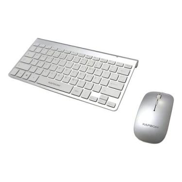 Imagem de Kit Teclado E Mouse Sem Fio Kapbom KA685 Prateado Português