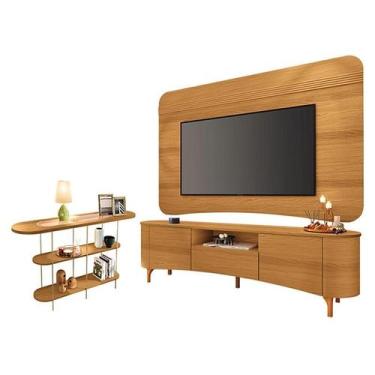 Imagem de Rack Bancada Elara e Painel Armony Cinamomo com Aparador Infinity Cina