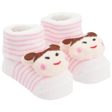 Imagem de Meia Bichinho Bebê com Led RN Feminino - Pimpolho, Branco, Bonequinha