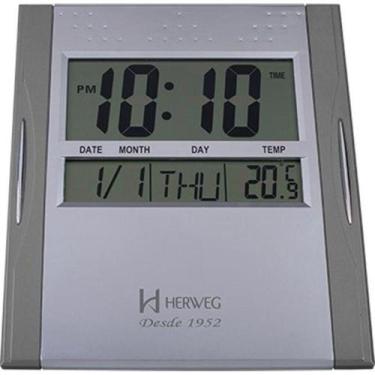 Imagem de Relógio de parede e mesa digital moderno termômetro duas escalas alarm
