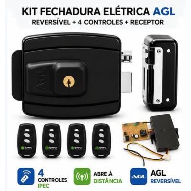 Imagem de Kit Fechadura Agl Reversível + 4 Controles Remoto + Receptor - AGL IPE