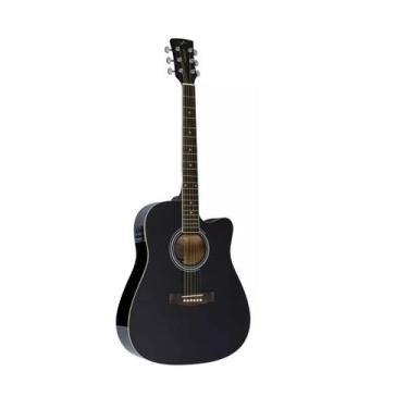 Imagem de Violão Preto Black Folk Elétrico Vogga VCK370 Novo