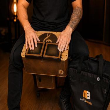 Imagem de Cajon De Colo Eletroacústico Com Bongôs E Bolsa Mb - Cajon Marcos Bran
