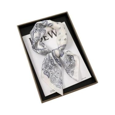 Imagem de Bandana Hip Hop Paisley Preta 68x68cm Lenço Quadrado Para Mulheres, Ho
