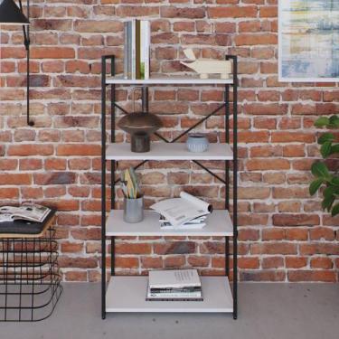 Imagem de Estante com 4 Prateleiras 118x60x33cm Yon Branco/Preto - Metalig