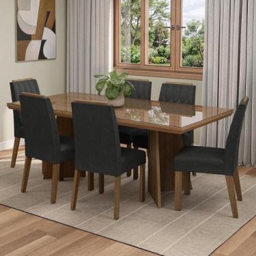 Imagem de Conjunto Sala de Jantar Tampo de Vidro 6 Cadeiras Rustic/Oxford Pienza