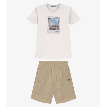 Imagem de Conjunto Infantil Camiseta Com Bermuda Trick Nick Bege