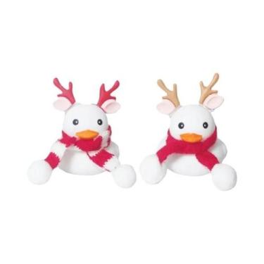 Imagem de Pato De Borracha Com Chifres De Alce Vermelho E Branco Para Decoração 