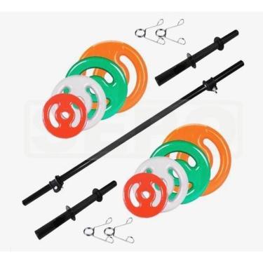 Imagem de Kit Anilhas Emborrachadas 20kg + 3 Barras-Unissex