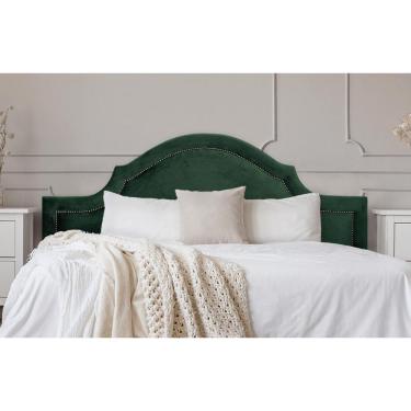 Imagem de Cabeceira King Provençal 193x60cm Veludo Verde - Tachas Fumê