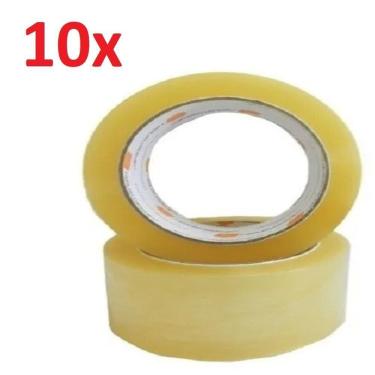 Imagem de Kit 10 Fita Adesiva Transparente 100 Metros 45Mm X 100M Para Caixa De Papelao Pacotes Embalagem Ecommerce