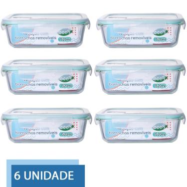 Imagem de Conjunto 6 Pote Vidro Hermético Tampa Mantimentos 1520ml