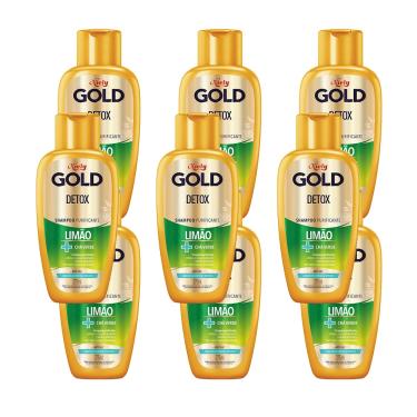 Imagem de Shampoo Purificante Niely Gold Detox Limão + Chá Verde Refresca Couro Cabeludo 275ml (Kit com 9)