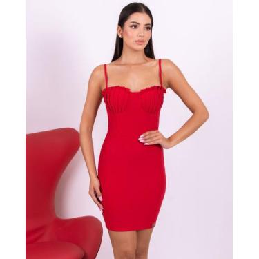 Imagem de Vestido Miss Misses Tubinho Com Decote Meia Taça Vermelho - P - Miss &