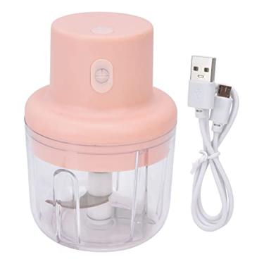 Imagem de Mini cortador elétrico, moedor de alho portátil de 250 ml, processador de alimentos pequeno sem fio com carregamento USB de 45 W para carne de gengibre e cebola vegetal, rosa