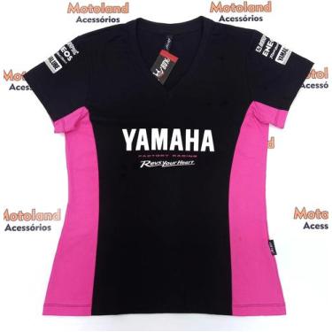 Imagem de Camisa Baby Look Feminina Yamaha Preto Com Rosa - All 258R