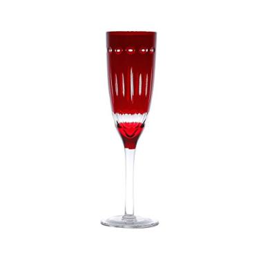 Imagem de Conjunto 6 Taças P/champagne De Vidro Lapidadas Elegance Vermelha 150ml Lyor Vermelho Único