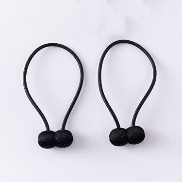 Imagem de 2 peças de cortina de bola magnética tiebacks corda de gravata varetas de acessórios acessórios costas retenções fivela clipes gancho para decoração de casa, preto, 4 peças