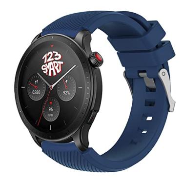 Imagem de Pulseira de Silicone marca 123smart compativel com GTR4 GTR 4 A2166 / GTR3 A1971 / GTR 3 Pro A2040 / GTR 2 A1952 / GTR 2e A2023 / Stratos 2 / Stratos 3 - Azul Marinho