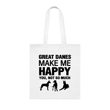 Imagem de Great Danes Make Me Happy Tote bag, Great Danes Dog Gift Does, Great Danes Dog Birthday, Idea, Great Danes Dog Shoulder Bag, Great Danes Dog Tote Bag reutilizável, Branco