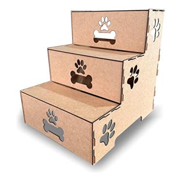 Imagem de Escada Pet P/Cama Madeira 3 Degraus P/Cachorro E Gato 45cm