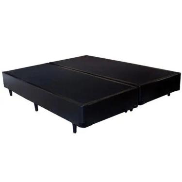 Imagem de Base Box Casal Bipartido Corino Preto - 138x188x40